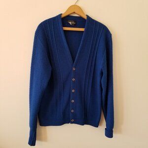 Vintage Wool Blend Dark Blue Men's Cardigan Sweater Size M
